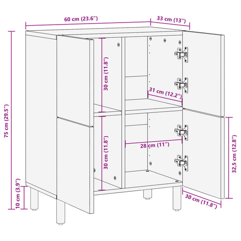 vidaXL Sideboard Schwarz 60x33x75 cm Holzwerkstoff