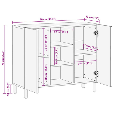 vidaXL Sideboard Schwarz 90x35x75 cm Holzwerkstoff