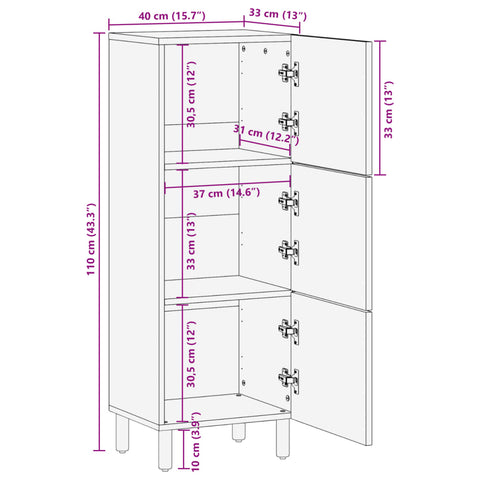 vidaXL Highboard Schwarz 40x33x110 cm Holzwerkstoff