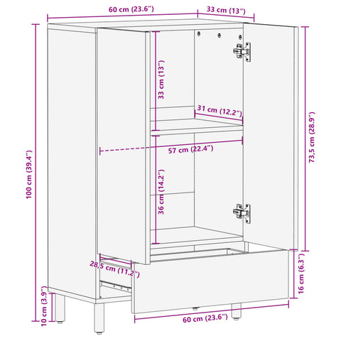 vidaXL Highboard Schwarz 60x33x100 cm Holzwerkstoff