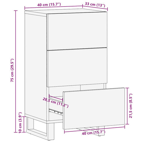 vidaXL Sideboard Schwarz 40x33x75 cm Massivholz Mango