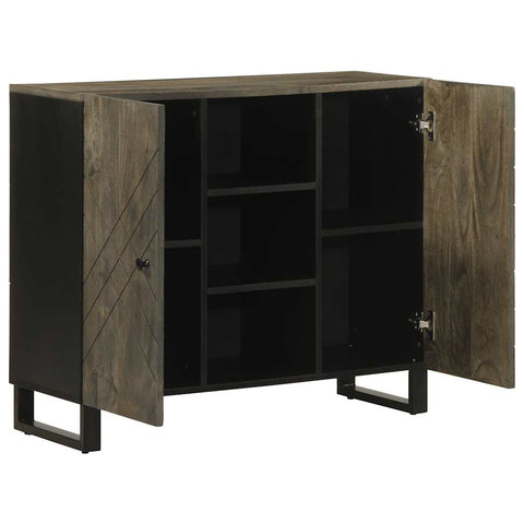 vidaXL Sideboard Schwarz 90x33x75 cm Massivholz Mango