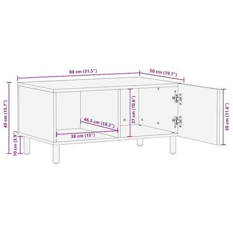 Couchtisch Braun 80x50x40 cm Massivholz Mango