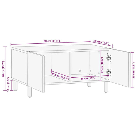 Couchtisch Braun 80x50x40 cm Massivholz Mango