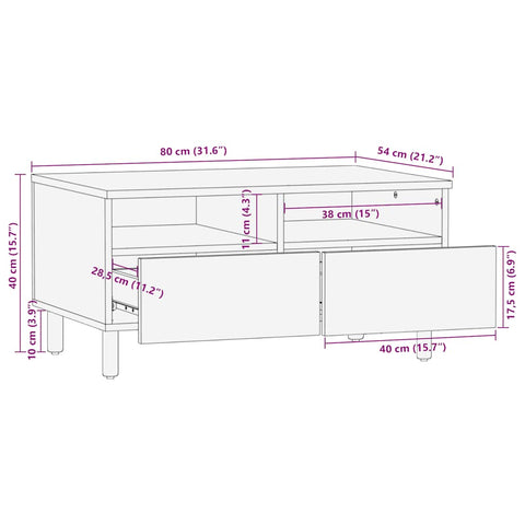 Couchtisch Braun 80x54x40 cm Massivholz Mango