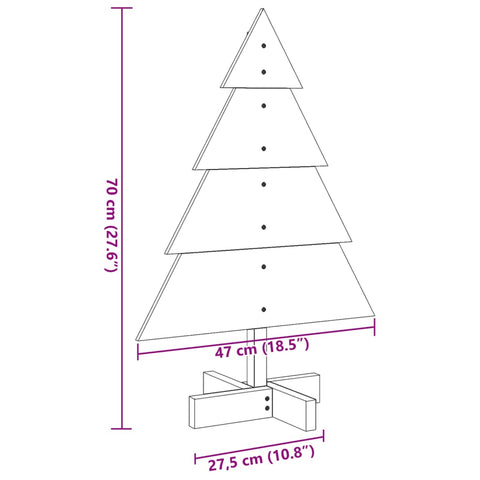 vidaXL Weihnachtsbaum Holz zum Schmücken 70 cm Massivholz