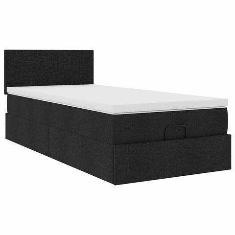 Ottoman-Bett mit Matratze Schwarz 100x200 cm Stoff