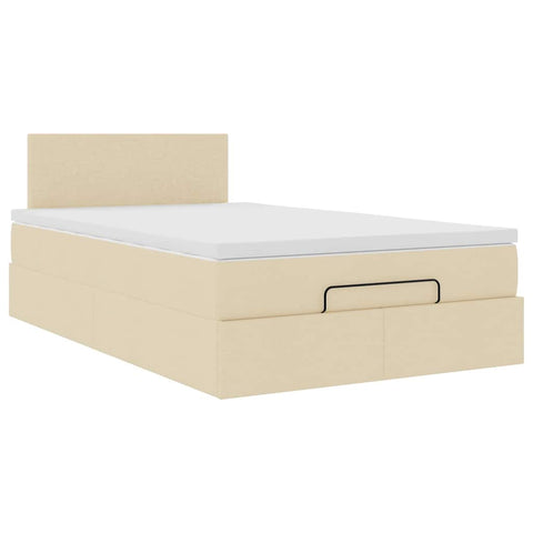 Ottoman-Bett mit Matratze Creme 120x190 cm Stoff