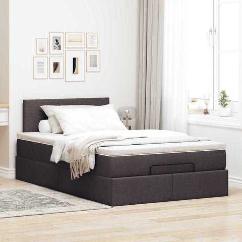 Ottoman-Bett mit Matratze Dunkelbraun 120x200 cm Stoff