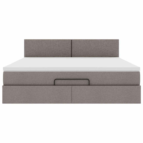 Ottoman-Bett mit Matratze Taupe 160x200 cm Stoff