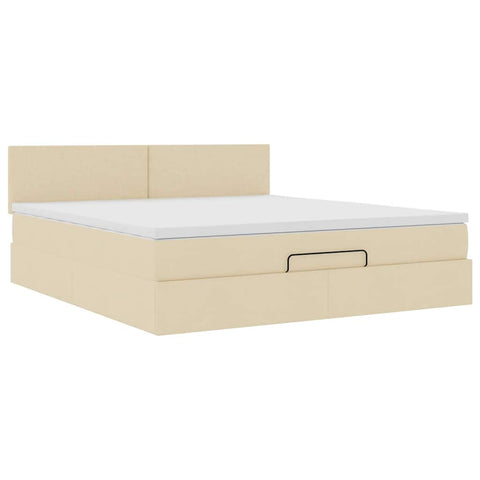 Ottoman-Bett mit Matratze Creme 160x200 cm Stoff