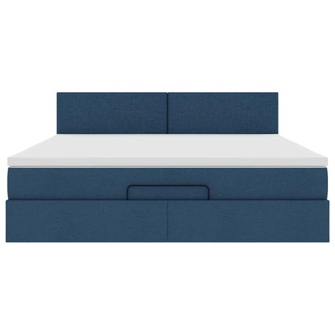 Ottoman-Bett mit Matratze Blau 160x200 cm Stoff