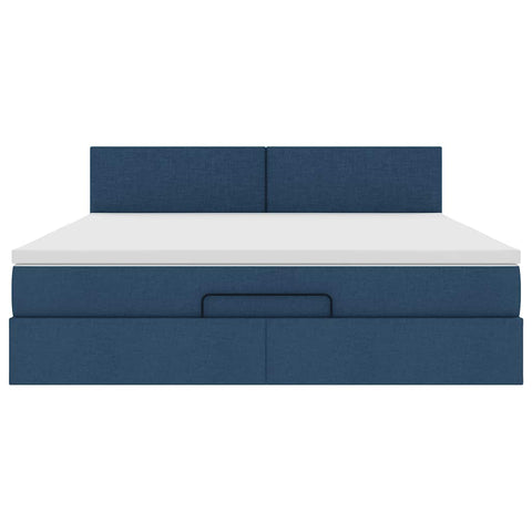 Ottoman-Bett mit Matratze Blau 180x200 cm Stoff