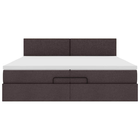 Ottoman-Bett mit Matratze Dunkelbraun 200x200 cm Stoff