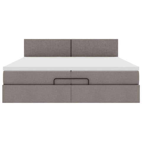 Ottoman-Bett mit Matratze Taupe 200x200 cm Stoff