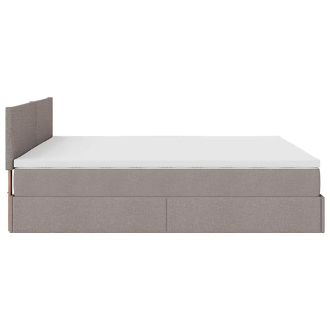 Ottoman-Bett mit Matratze Taupe 200x200 cm Stoff