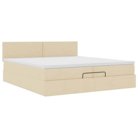 Ottoman-Bett mit Matratze Creme 200x200 cm Stoff