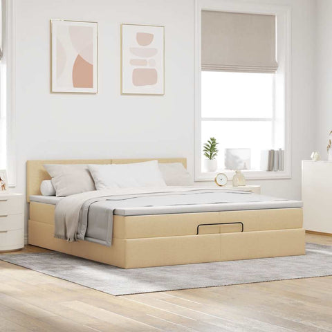 Ottoman-Bett mit Matratze Creme 200x200 cm Stoff