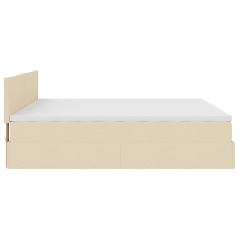 Ottoman-Bett mit Matratze Creme 200x200 cm Stoff