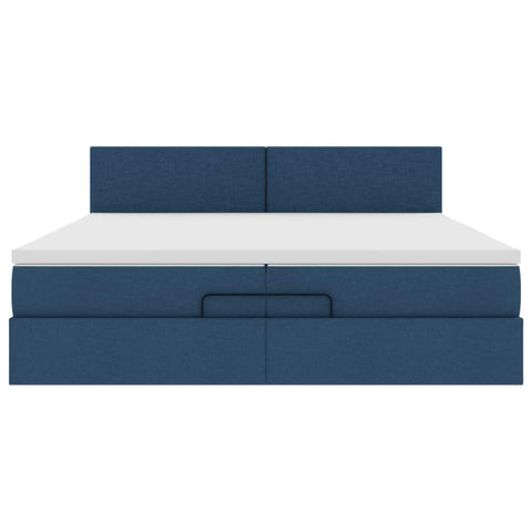 Ottoman-Bett mit Matratze Blau 200x200 cm Stoff