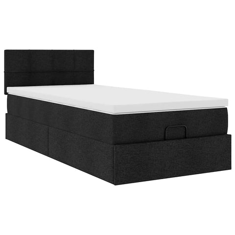 Ottoman-Bett mit Matratze Schwarz 80x200 cm Stoff