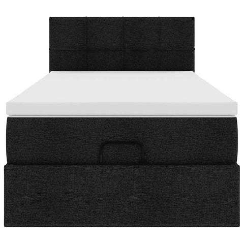 Ottoman-Bett mit Matratze Schwarz 80x200 cm Stoff