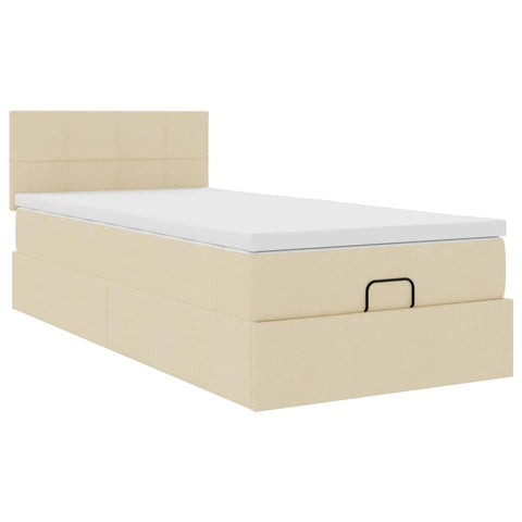 Ottoman-Bett mit Matratze Creme 80x200 cm Stoff