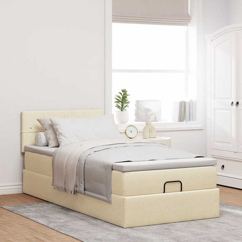 Ottoman-Bett mit Matratze Creme 80x200 cm Stoff