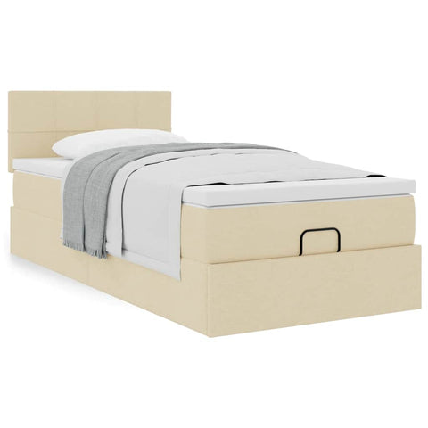 Ottoman-Bett mit Matratze Creme 80x200 cm Stoff