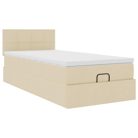 Ottoman-Bett mit Matratze Creme 90x200 cm Stoff