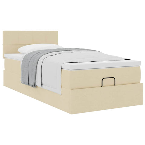 Ottoman-Bett mit Matratze Creme 90x200 cm Stoff