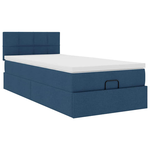 Ottoman-Bett mit Matratze Blau 90x200 cm Stoff