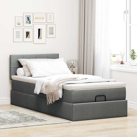 Ottoman-Bett mit Matratze Dunkelgrau 100x200 cm Stoff