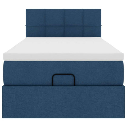 Ottoman-Bett mit Matratze Blau 100x200 cm Stoff