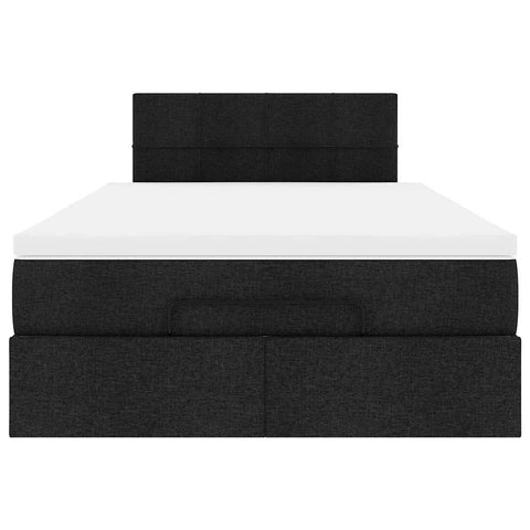 Ottoman-Bett mit Matratze Schwarz 120x200 cm Stoff