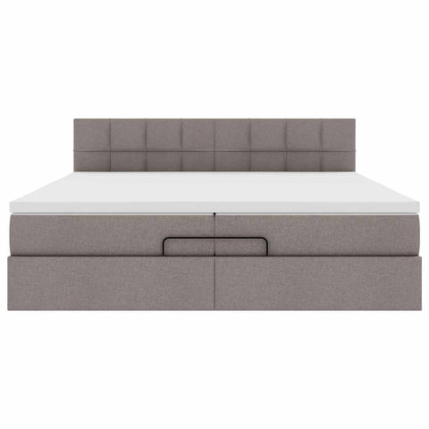 Ottoman-Bett mit Matratze Taupe 200x200 cm Stoff