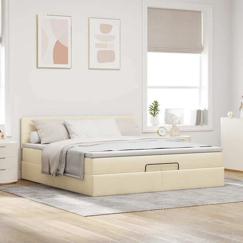 Ottoman-Bett mit Matratze Creme 200x200 cm Stoff