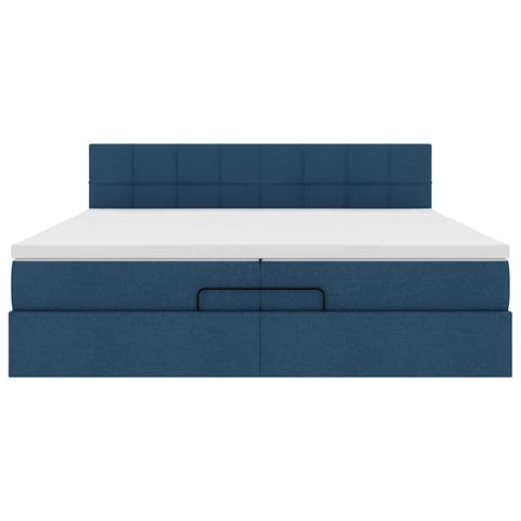 Ottoman-Bett mit Matratze Blau 200x200 cm Stoff