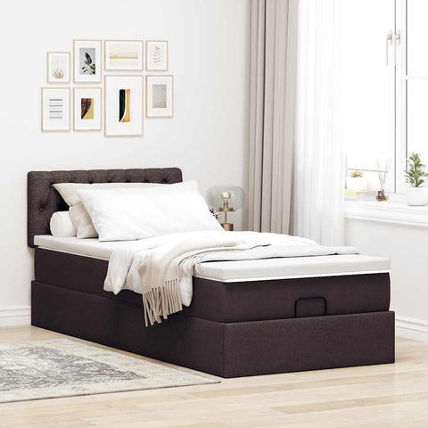 Ottoman-Bett mit Matratze Dunkelbraun 80x200 cm Stoff