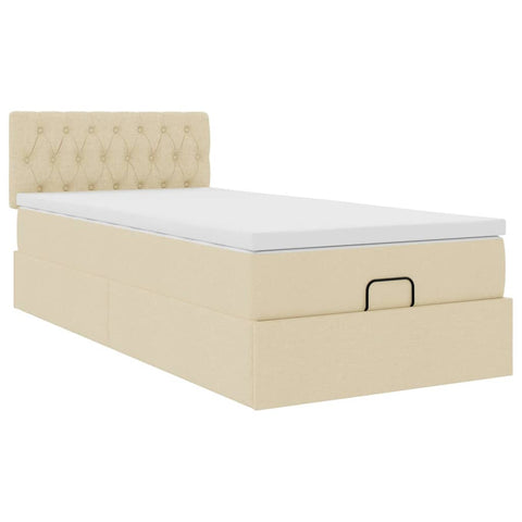 Ottoman-Bett mit Matratze Creme 80x200 cm Stoff