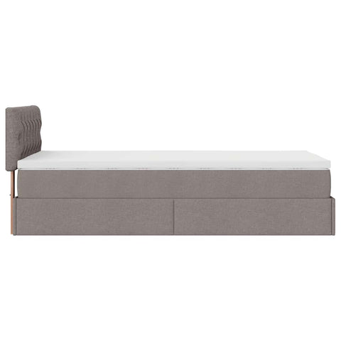 Ottoman-Bett mit Matratze Taupe 90x190 cm Stoff