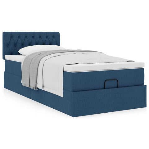 Ottoman-Bett mit Matratze Blau 90x190 cm Stoff