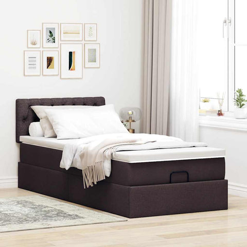 Ottoman-Bett mit Matratze Dunkelbraun 90x200 cm Stoff