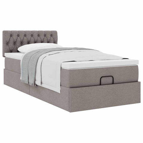 Ottoman-Bett mit Matratze Taupe 90x200 cm Stoff