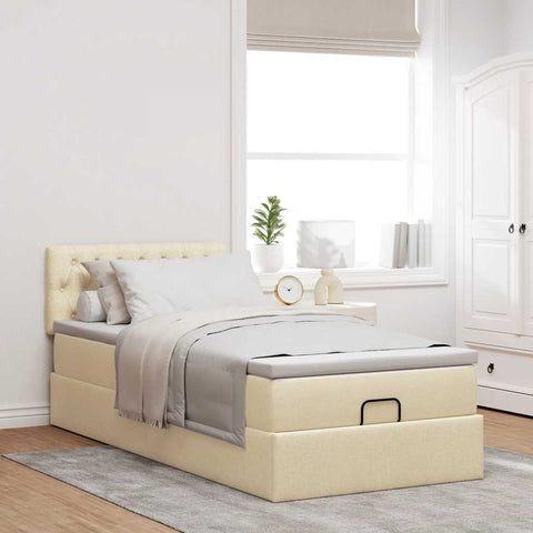 Ottoman-Bett mit Matratze Creme 90x200 cm Stoff