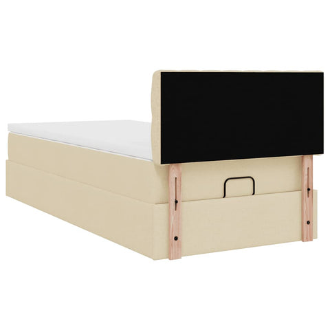 Ottoman-Bett mit Matratze Creme 90x200 cm Stoff