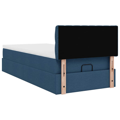 Ottoman-Bett mit Matratze Blau 90x200 cm Stoff