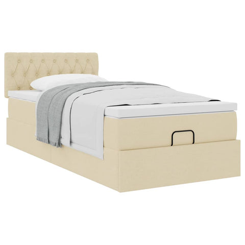 Ottoman-Bett mit Matratze Creme 100x200 cm Stoff