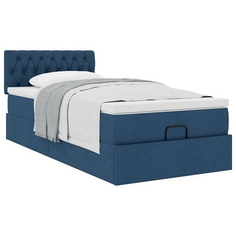 Ottoman-Bett mit Matratze Blau 100x200 cm Stoff