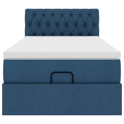 Ottoman-Bett mit Matratze Blau 100x200 cm Stoff